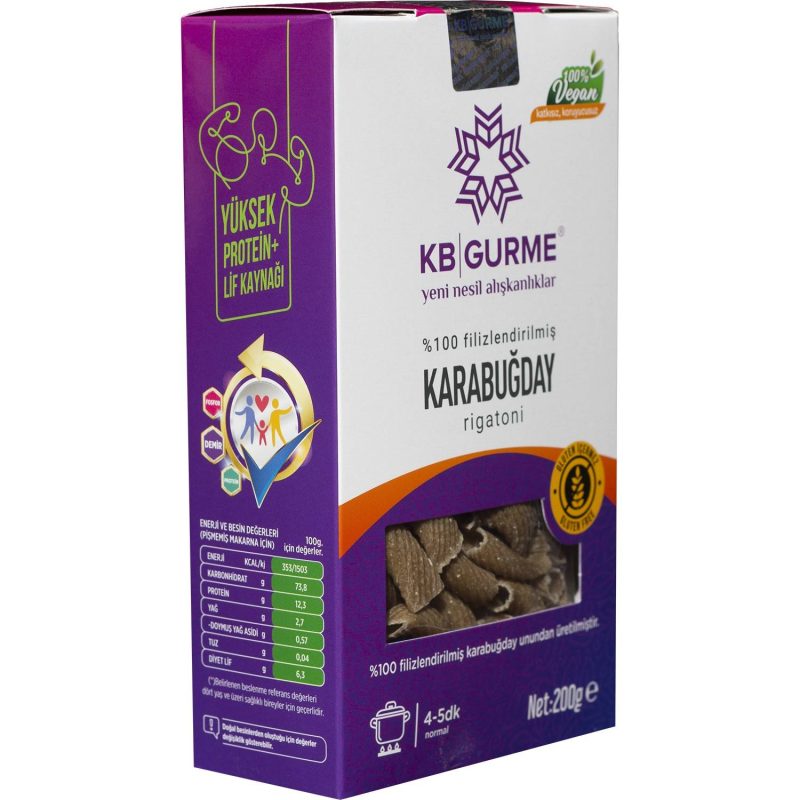 KB Gurme Glutensiz & Vegan Karabuğday Unu Makarna Rigatoni 200 Gr