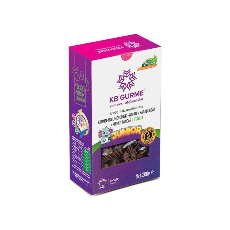 KB Gurme Glutensiz &amp; Vegan Filizlendirilmiş Bakliyat Unlarından Junior Fusilli 200 Gr