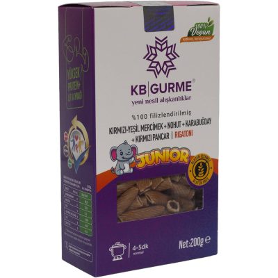 KB Gurme Glutensiz &amp; Vegan Filizlendirilmiş Bakliyat Unlarından Junior  Rigatoni 200 Gr